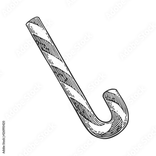 Christmas candy cane. vintage engraving
