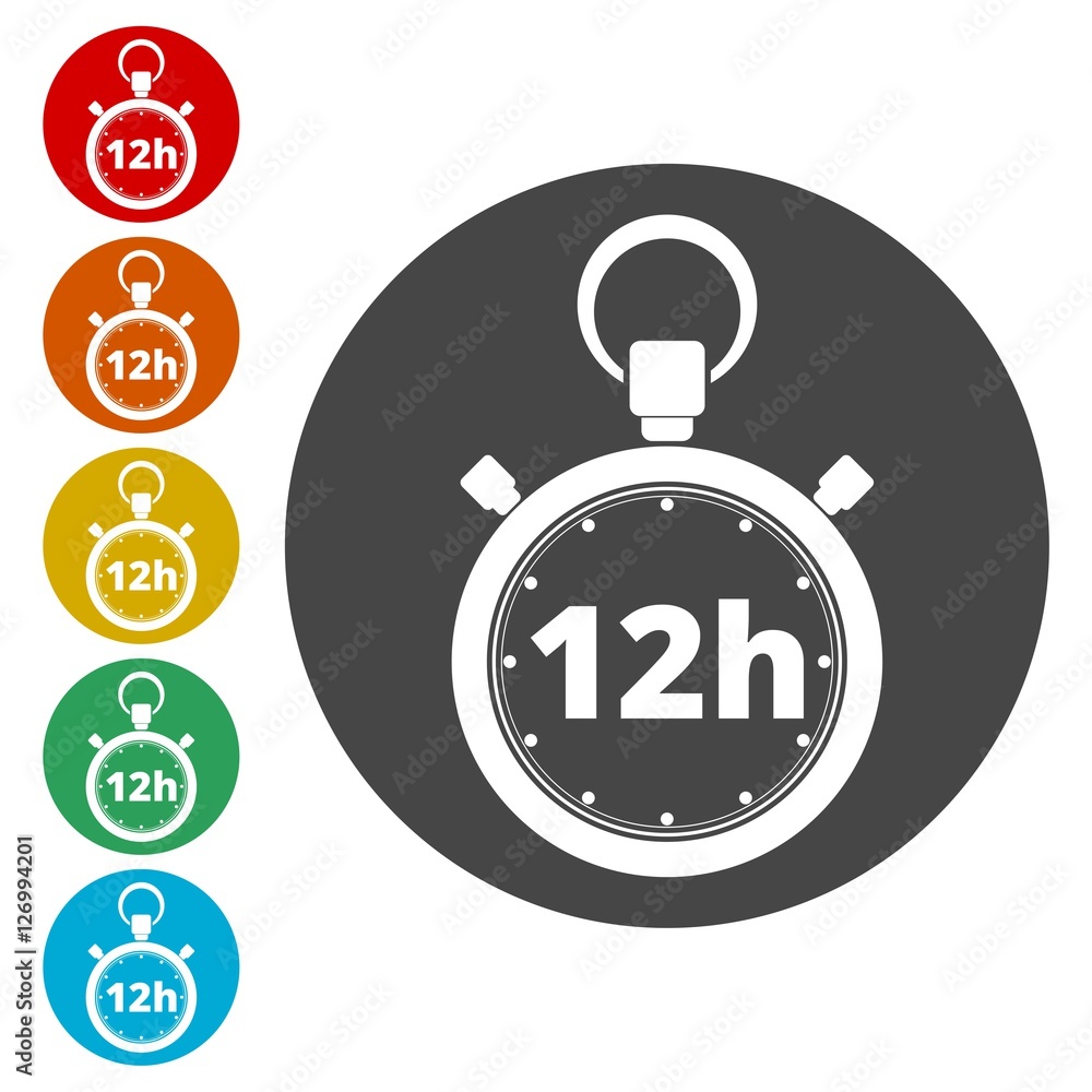 Vector illustration of 12h stopwatch icon Vector illustration of 12h stopwatch icon