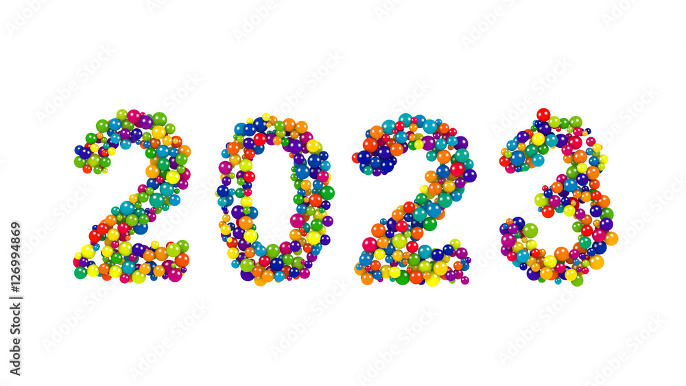 2023 colorful New Year date design with spheres 2023 colorful New Year date design with spheres