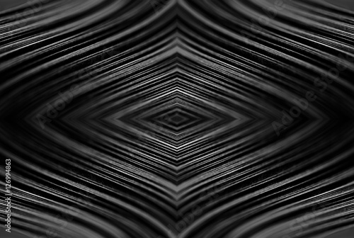 Design concept. Ready solutions interior design office. Black paper ribbon arranged like a fractal. Macro lens closeup shot 1:1