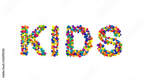 Colorful globes forming the word kids