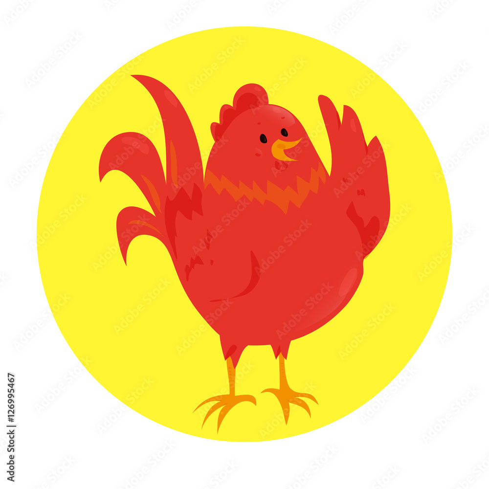 Cartoon chinese zodiac fire rooster. Cartoon chinese zodiac fire rooster.