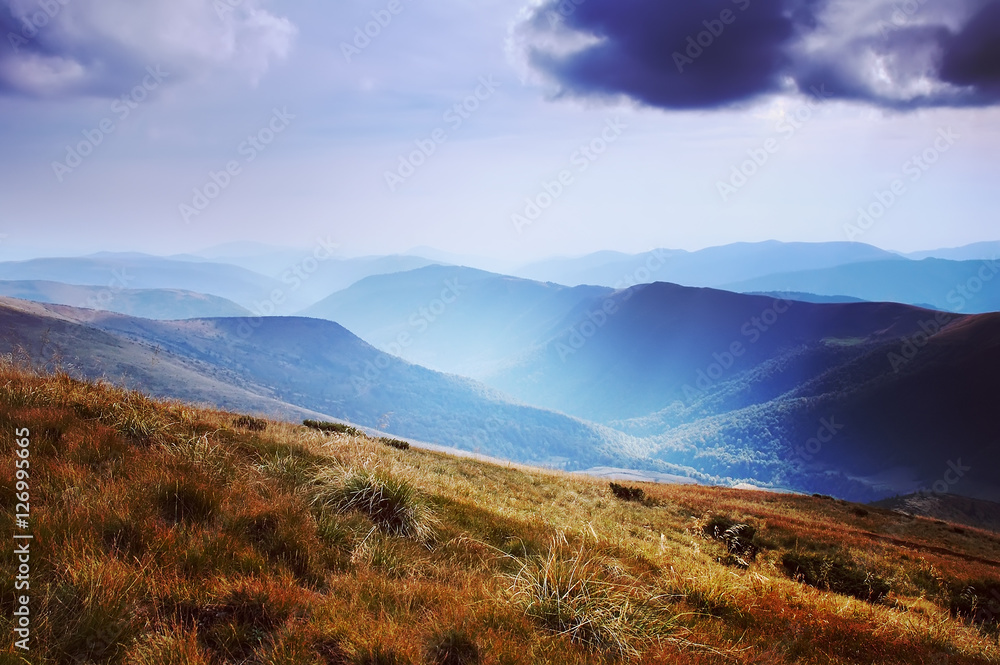 Scenic alpine landscape with and mountain ranges. natural mounta Scenic alpine landscape with and mountain ranges. natural mounta