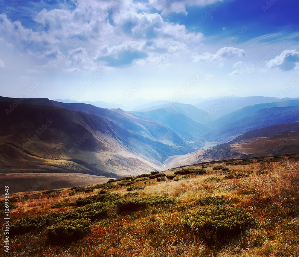 Scenic alpine landscape with and mountain ranges. natural mounta Scenic alpine landscape with and mountain ranges. natural mounta
