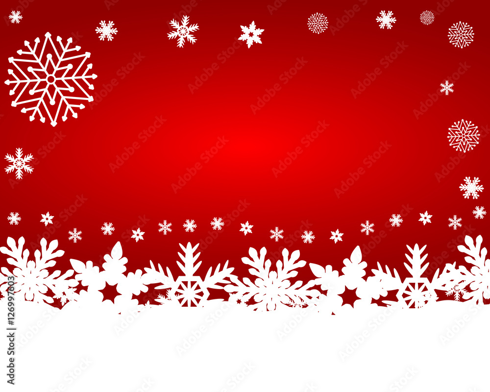 Christmas red background with snowflakes