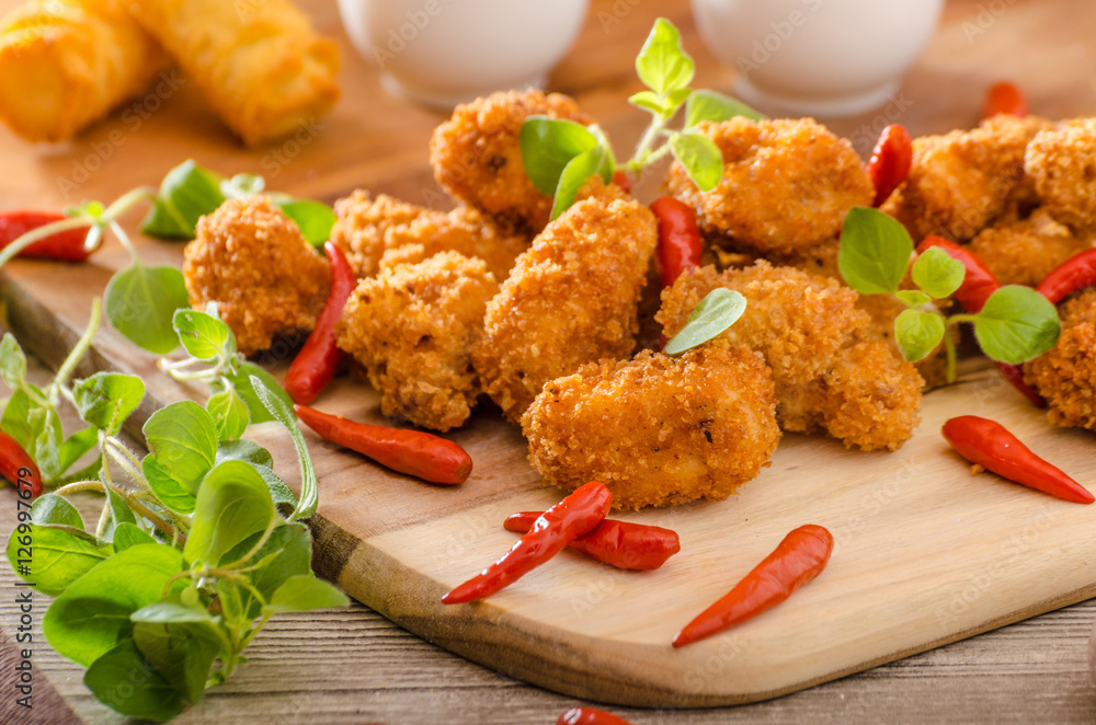 Chicken popcorn with croquettes Chicken popcorn with croquettes