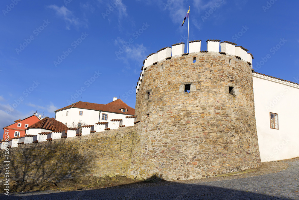 Putims Gate in  royal medieval Town Pisek above the river Otava, Czech Republic 