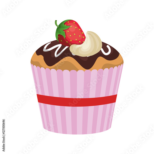 happy birthday delicious cupcake vector illustration design