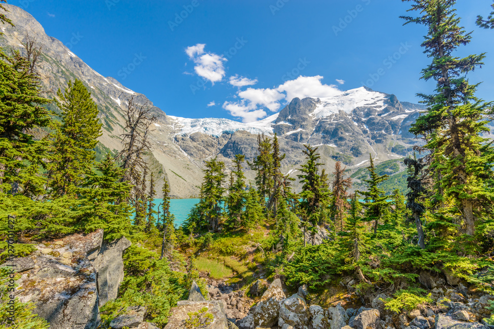 Majestic mountain lake in Canada. Upper Joffre Lake Trail View.