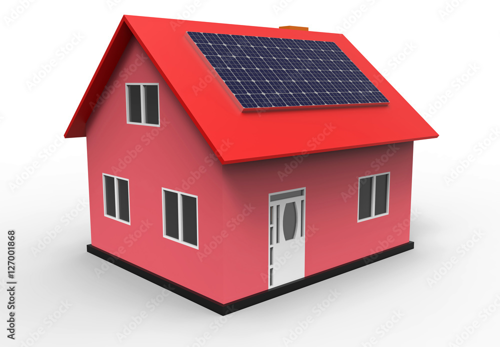 House with solar panel, 3d rendering House with solar panel, 3d rendering