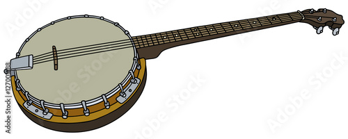 Hand drawing of an old four string banjo