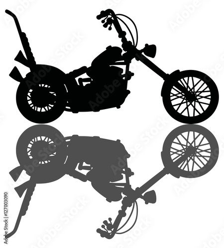 Hand drawing of a classic black chopper silhouette