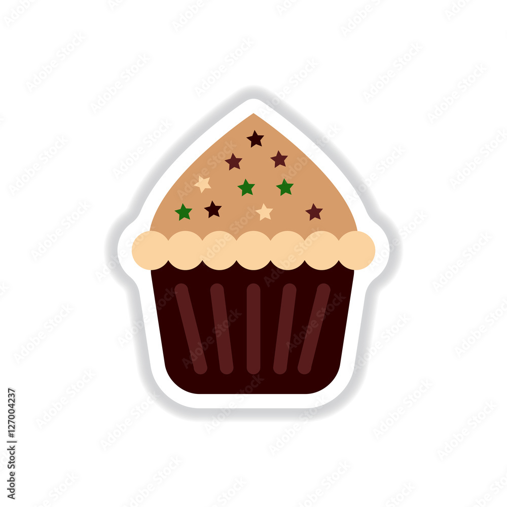 Vector illustration in paper sticker style Cupcake