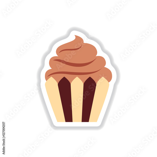 Vector illustration in paper sticker style Cupcake