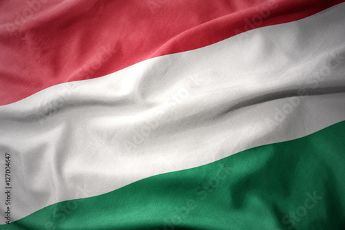 Obraz na plátně waving colorful flag of hungary.