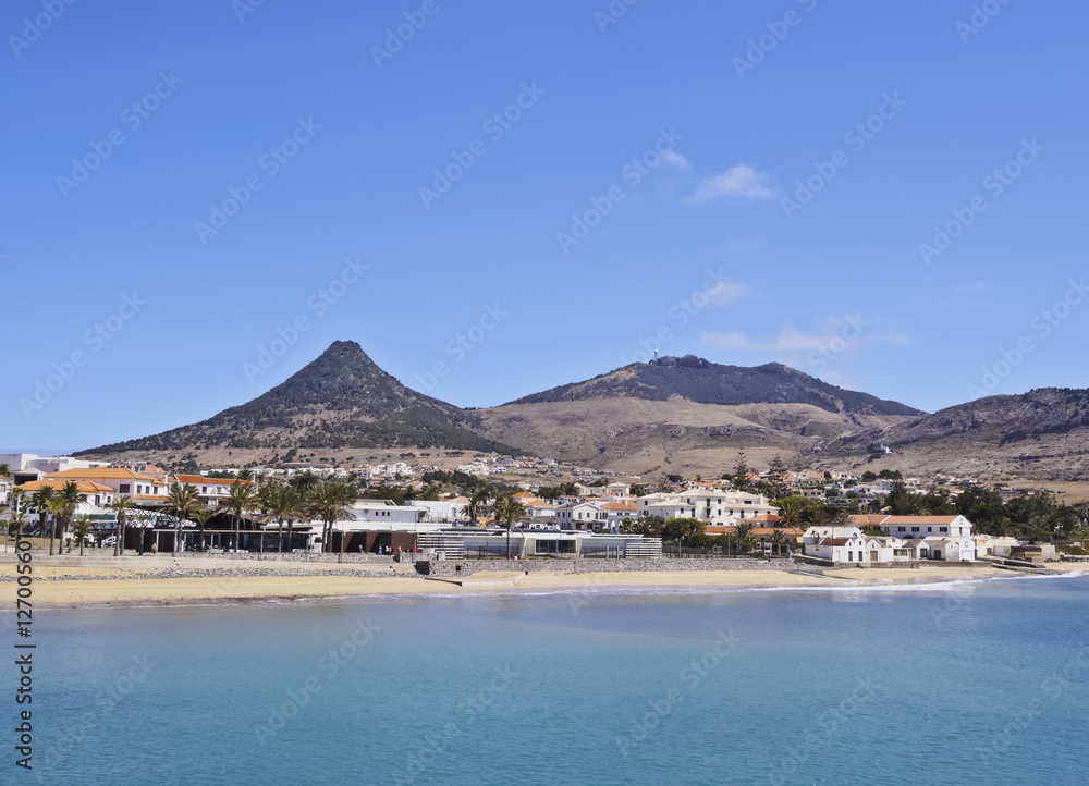 Portugal, Madeira Islands, Porto Santo, View of the sandy beach..
