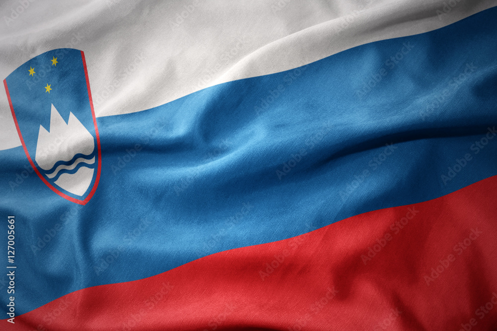 Obraz premium waving colorful flag of slovenia.