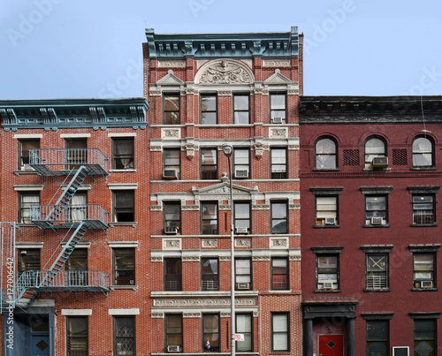 Manhattan Lower East Side apartment building with external fire ladders