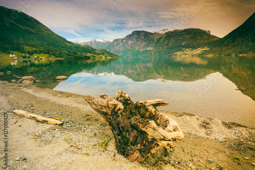 Mountains and fjord in Norway, photo