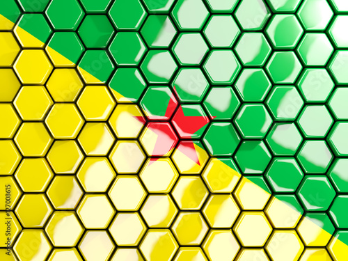 Flag of french guiana, hexagon mosaic background