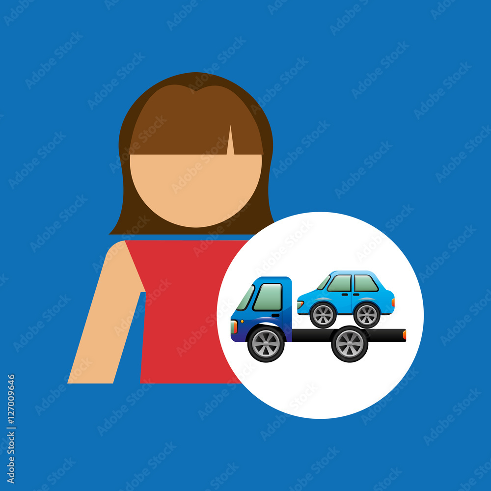 towing truck girl design graphic vector illustration eps 10 towing truck girl design graphic vector illustration eps 10
