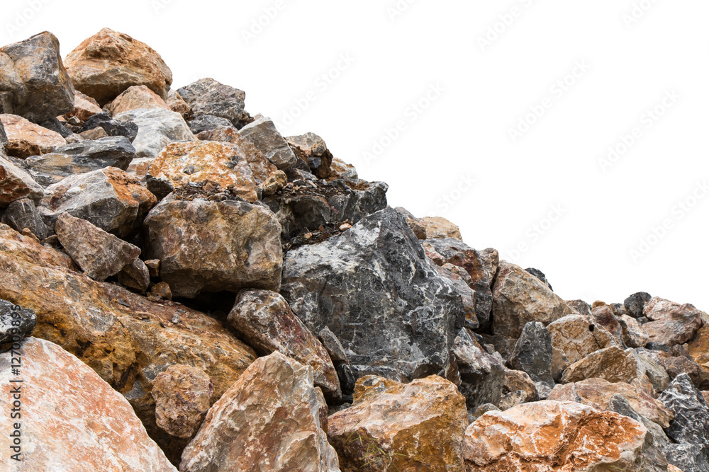 Large piles of granite boulders.