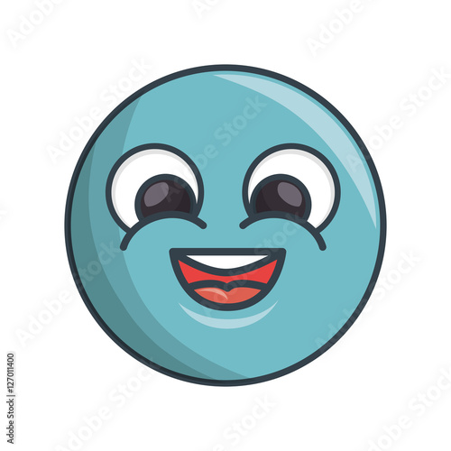 face circle emoticon kawaii style vector illustration design