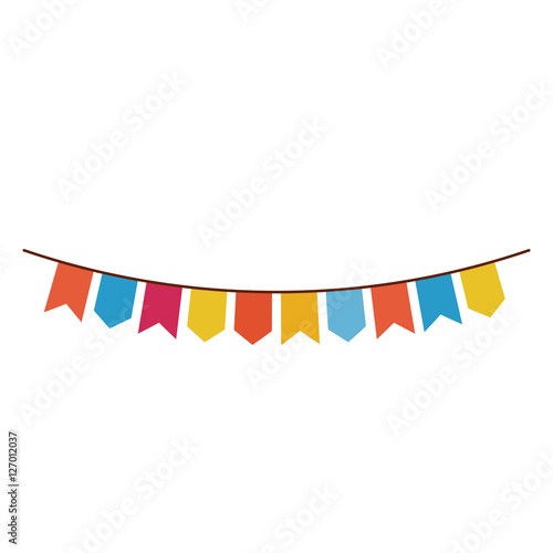 Multicolored pennant icon. Banner decoration and festival theme. Isolated design. Vector illustration