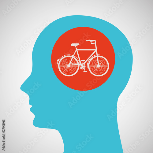 silhouette head bicycle icon graphic vector illustration eps 10