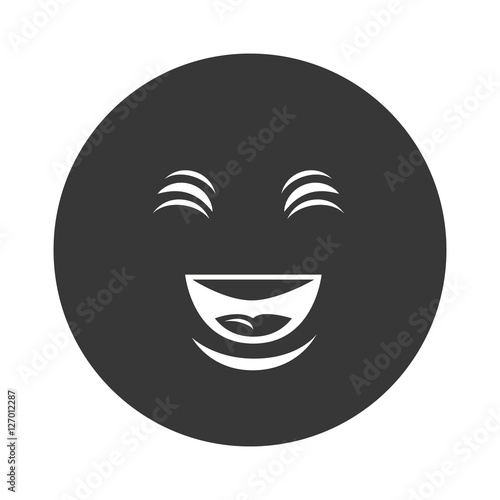 face circle emoticon kawaii style vector illustration design