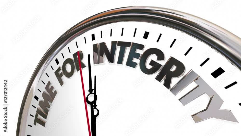 Time for Integrity Clock Honesty Trust Reputation 3d Animation Time for Integrity Clock Honesty Trust Reputation 3d Animation