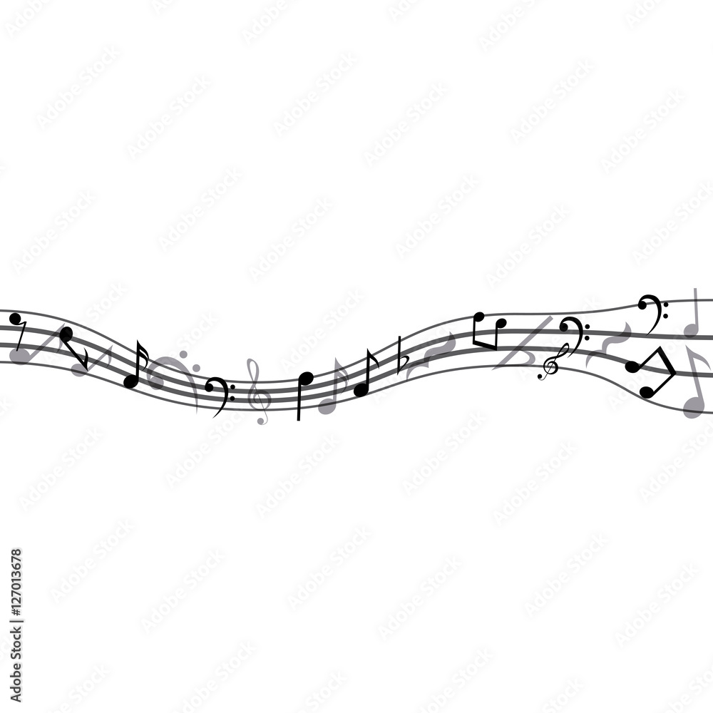 Naklejka premium Music note icon. Sound melody pentagram and musical theme. Isolated design. Vector illustration