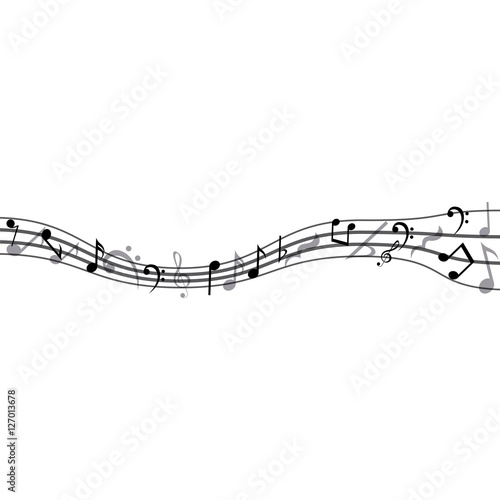 Music note icon. Sound melody pentagram and musical theme. Isolated design. Vector illustration