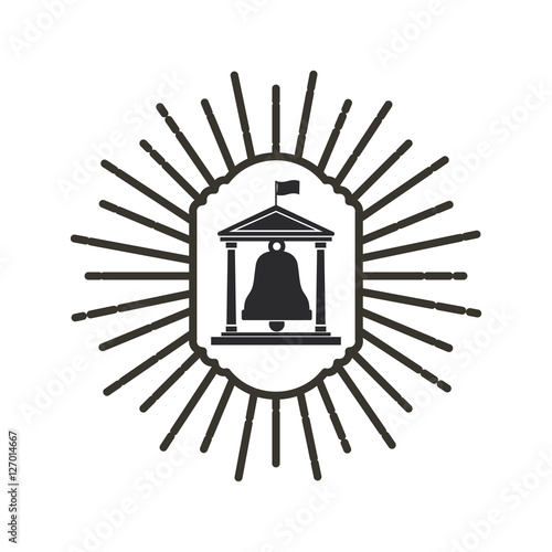 Building and bell icon. School education learning and knowledge theme. Isolated design. Vector illustration
