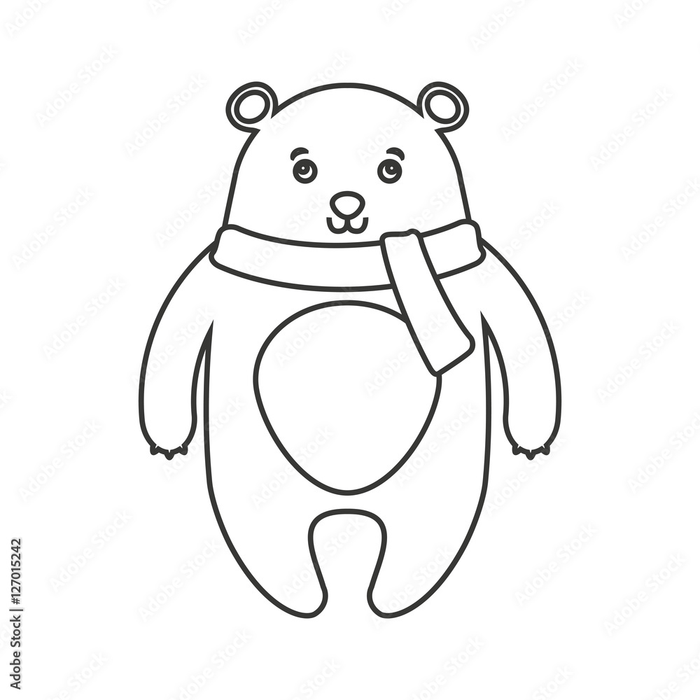 Obraz premium bear winter clothes character vector illustration design