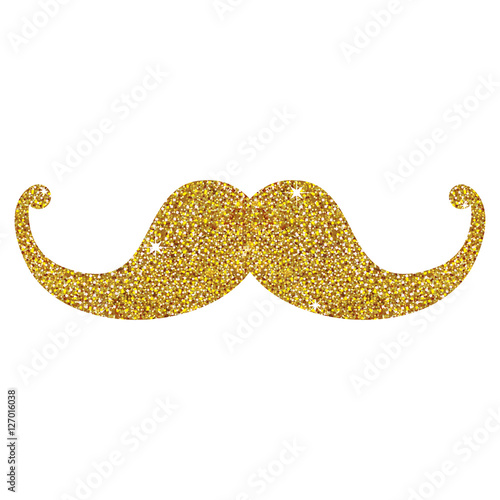 Gold mustache icon. Gentleman man male and style theme. Isolated design. Vector illustration