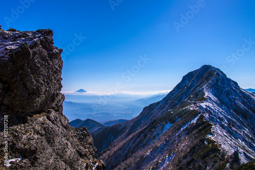 赤岳山頂と富士山