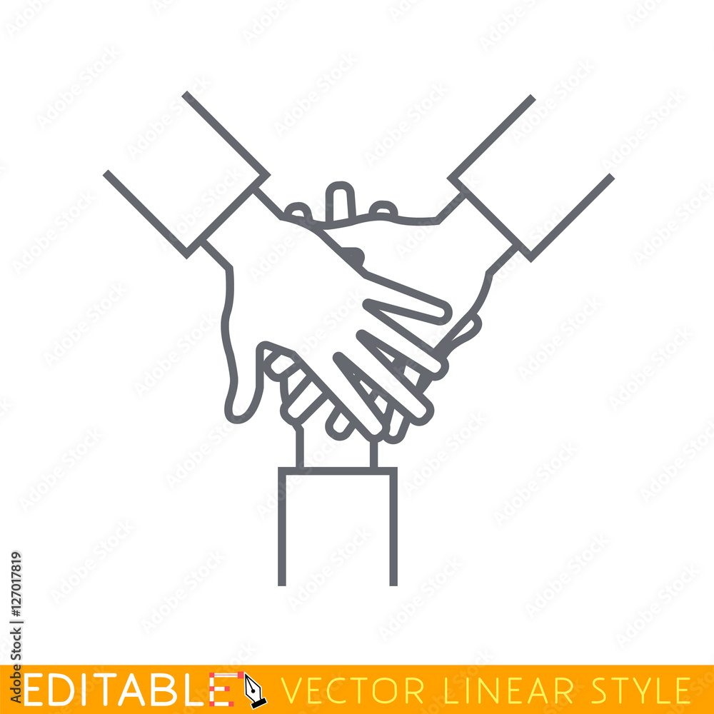 Fotografie Team hands. Outline sketch icon.