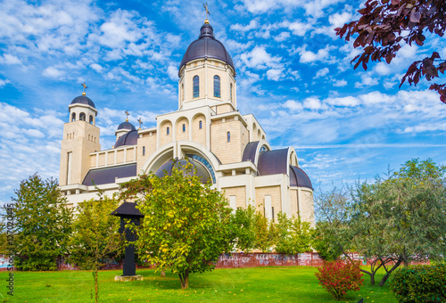 Christian orthodox church – cathedral in Bacau, Moldavia landmark, Romania photo