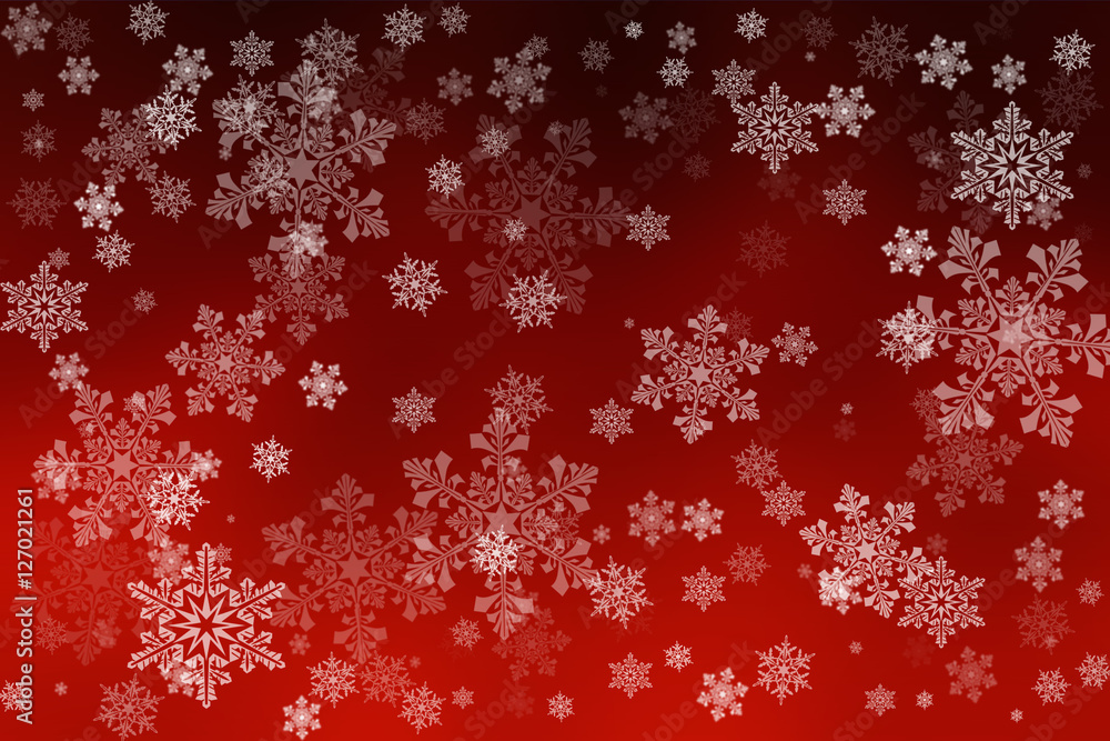 White snowflakes on an abstract red background White snowflakes on an abstract red background