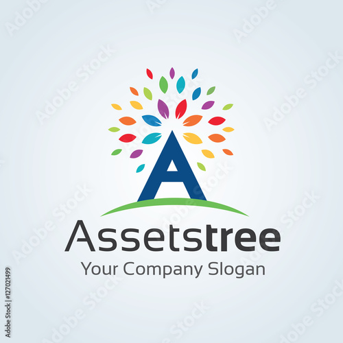 Assents Tree logo,Tree logo,A letter logo,Vector Logo Template