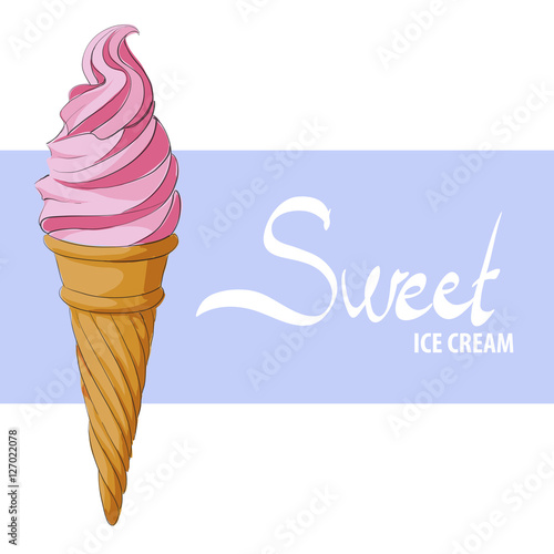 Sweet ice cream in cone