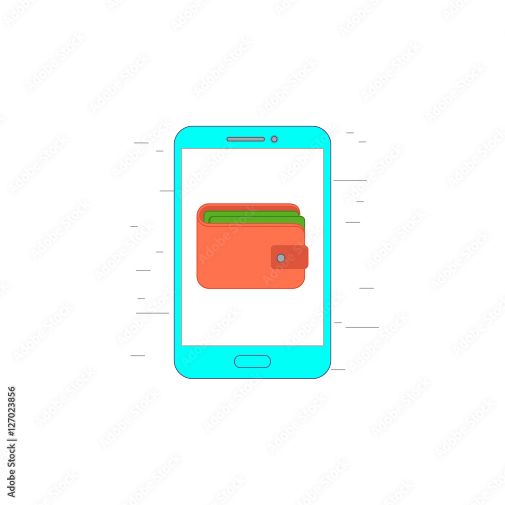 Mobile wallet icon or illustration in outline style Mobile wallet icon or illustration in outline style