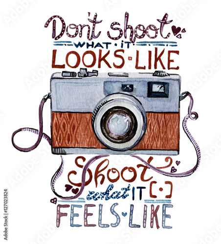 Obraz na płótnie Akwareli ilustracja - Retro kamera