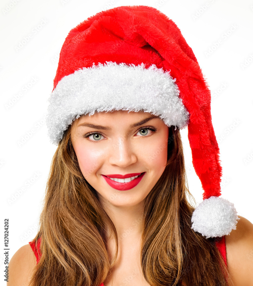 Beautiful girl wearing santa claus clothes. Christmas Woman. Be Beautiful girl wearing santa claus clothes. Christmas Woman. Be