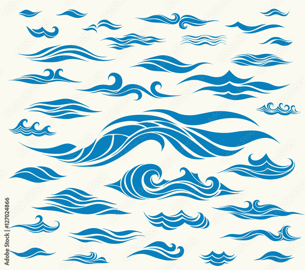 Vector waves set of elements for design Vector waves set of elements for design