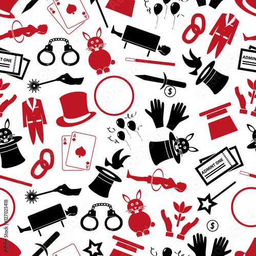 magician and magic theme set of icons seamless pattern eps10