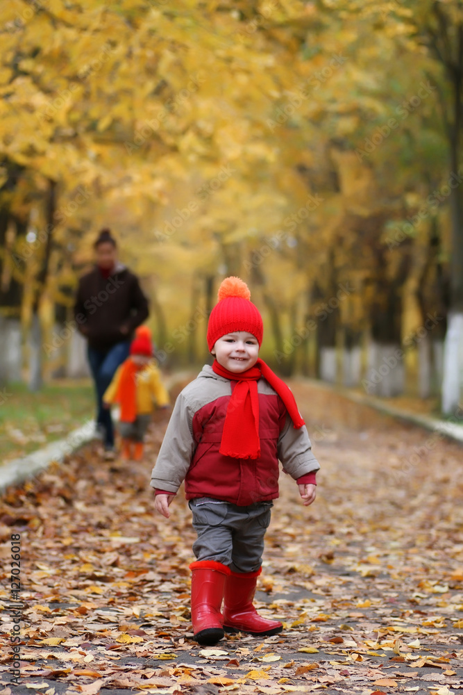 kid in autumn park kid in autumn park