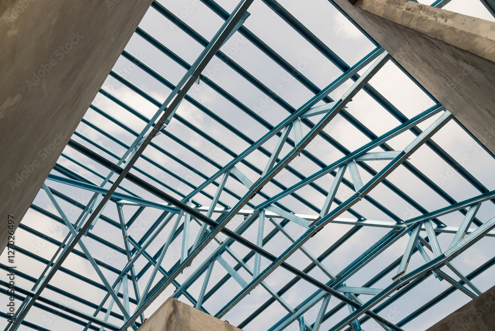 Obraz premium Structure of steel roof.