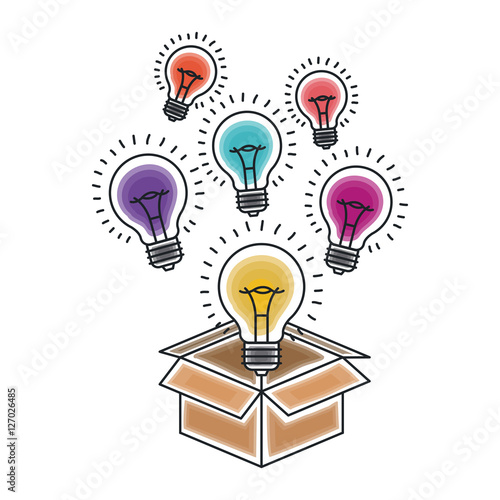 Bulb and box draw icon. Big idea creativity imagination and inspiration theme. Isolated design. Vector illustration